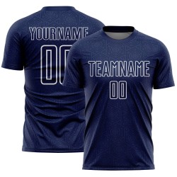 Custom Sports Navy Sublimation Geometric Jersey White Uniform Shape Soccer