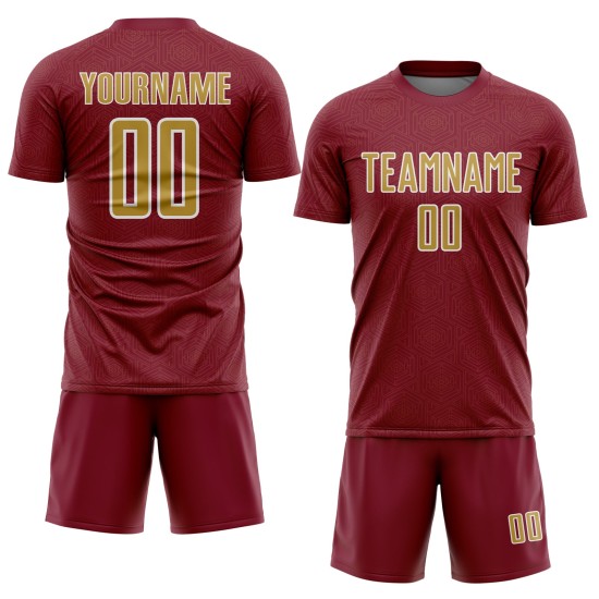 Jersey Custom Uniform Crimson Gold-White Soccer Sublimation Old Sports Geometric Shape Jersey Custom Uniform Crimson Gold-White Soccer Sublimation Old Sports Geometric Shape